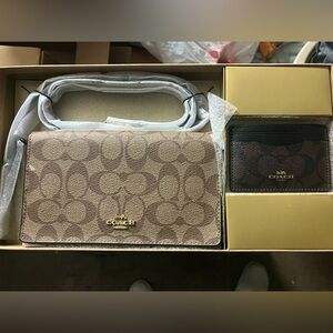 Coach Brown & Black Signature Men's Card Case